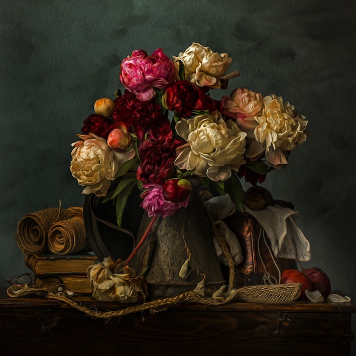 Simon Schollum|Through athe Looking Glass |  Peonies II| Mctamney Gallery and Design Store | Geraldine NZ